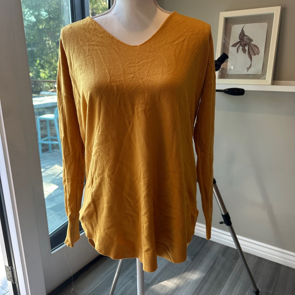 Oversized Mustard Sweater with Lace Up Back